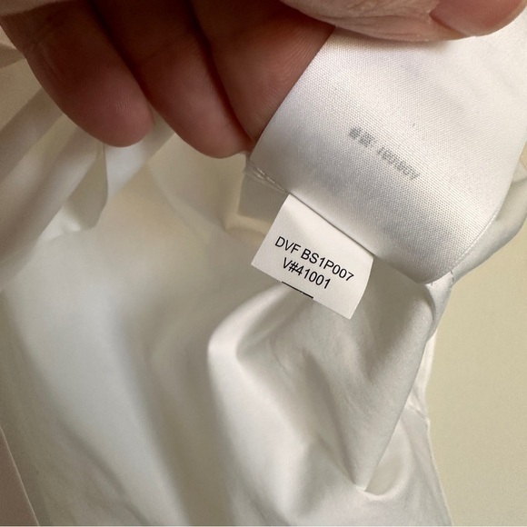 DVF Zoe Pleated Bodice Relaxed Fit Cotton Blouse White 2 - Picture 9 of 11